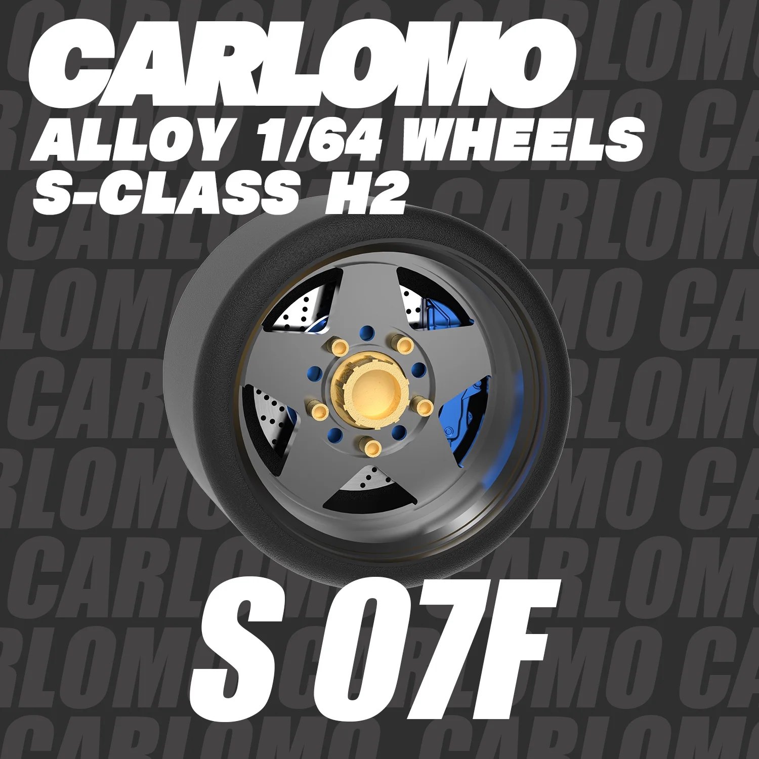 Carlomo S-Klasse Brandneue 1/64 Alufelgen mit Gummireifen und Bremsscheiben-Montage für Modell-Druckgussautos – Detail 19