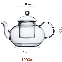 Heat - Resistant Clear Glass Teapot with Infuser - Stovetop Safe for Loose Leaf and Blooming Tea (1000ML)