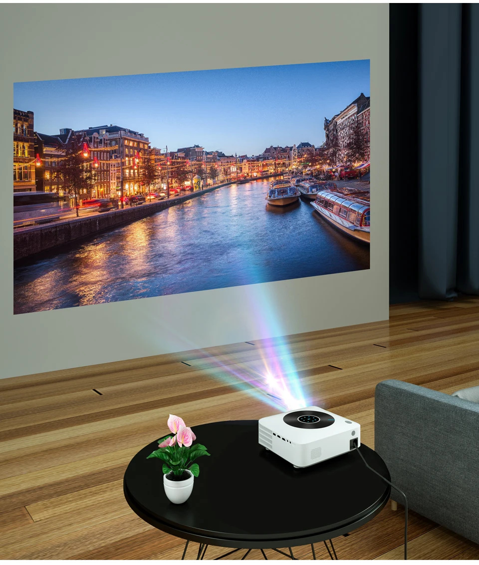 Portable Projector WZATCO H1 Full HD 1920*1080P Portable LED Projector Beamer Movie 4D Keystone Correction Home theater LCD Video Projector