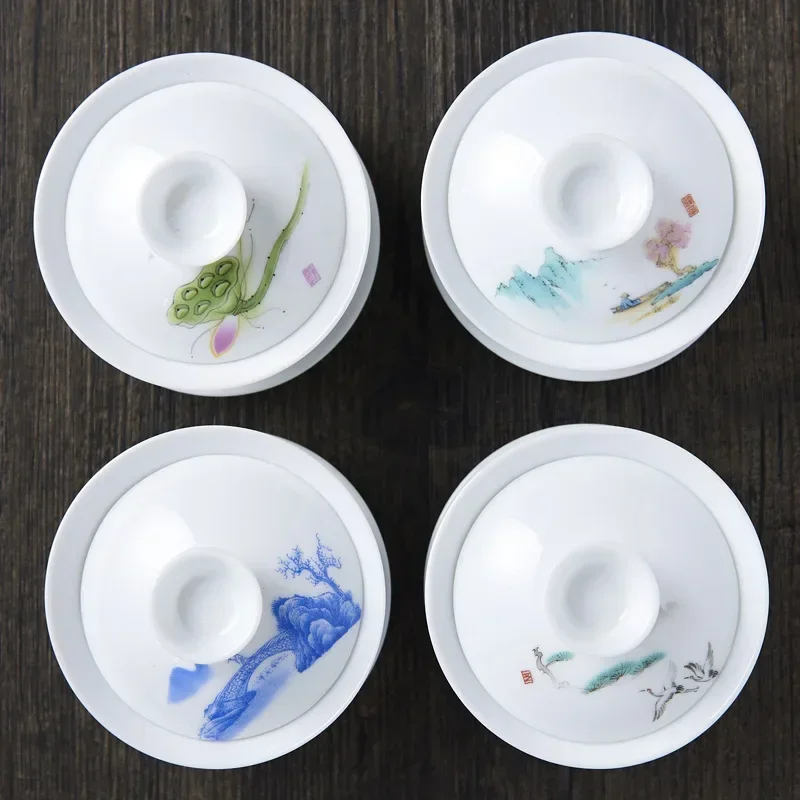 Chinese Traditions Gai Wan Tea Set Bone Tea Gaiwan Porcelain Pot Set de soupi&egrave;re tasse &agrave; th&eacute; Kung Fu service &agrave; th&eacute; tea set