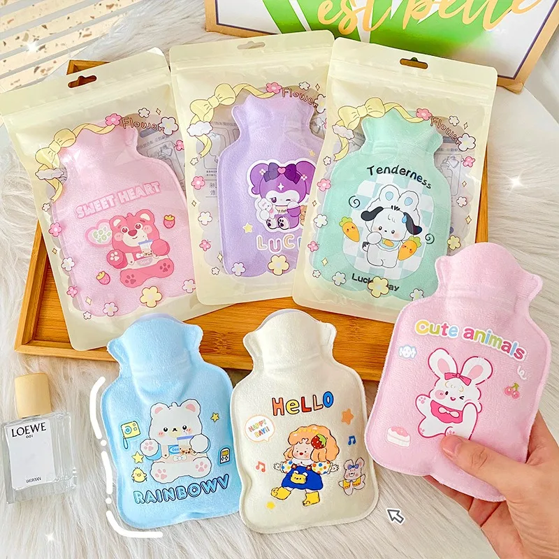 

Kawaii Sanrio Kuromi Pochacco Hot Water Bottle Cute Cartoon Winter Portable Mini Flocking Hot Water Bag Girl Heart Hand Warmer