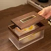 Black Walnut Tissue Box Brass Frame Decorative Dining Room Napkin Organizer European Living Room Desktop Tissue Tissue Boxes 2