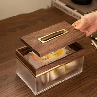 Black Walnut Tissue Box Brass Frame Decorative Dining Room Napkin Organizer European Living Room Desktop Tissue Tissue Boxes 2