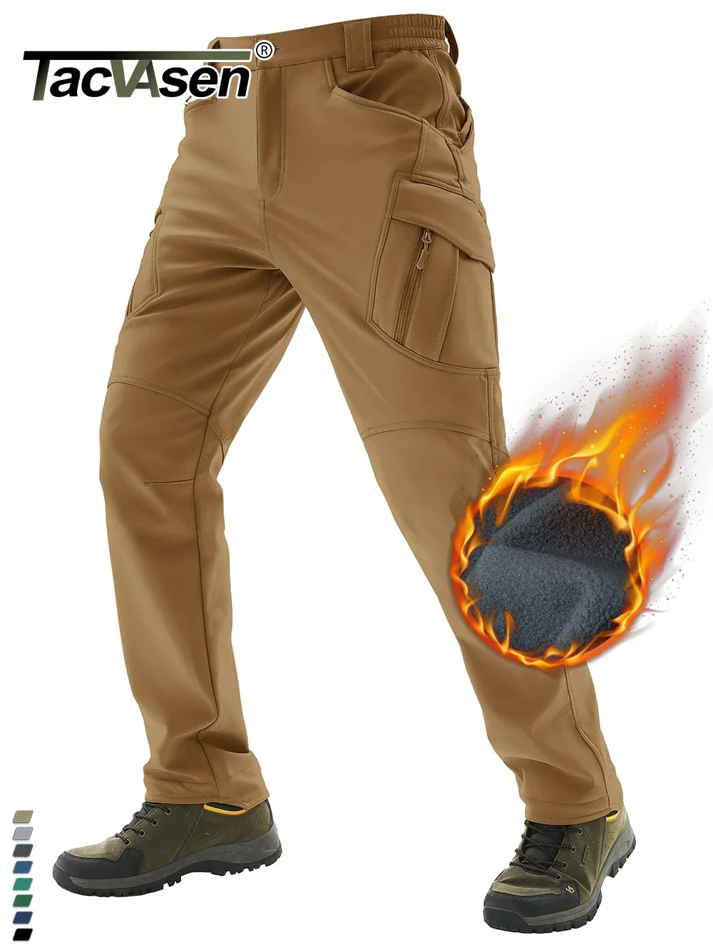 Men Cargo Pants cargo pants cotton work pants military cargo pants men casual pants casual tooling pants TACVASEN Winter Softshell Warm IX9 Outdoor Hiking Cargo Pants Waterproof Fleece Safari Team Work Trousers