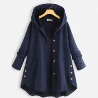 2025 nouvelles femmes coton manteaux dames Patchwork bouton vestes femme tricoté en peluche manteau à capuche haut vêtements d'extérieur sur mesure T-Shirts 1
