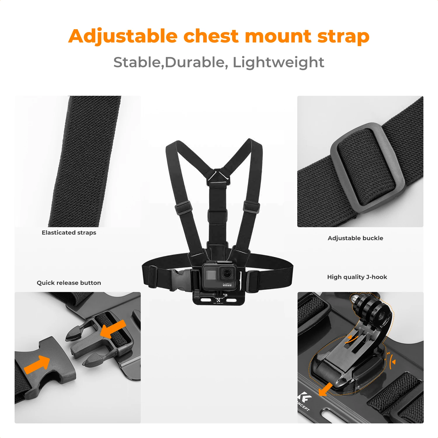 K&F Concept Set Accessoires GoPro Hero/DJI Osmo Action - Harnais Poitrine