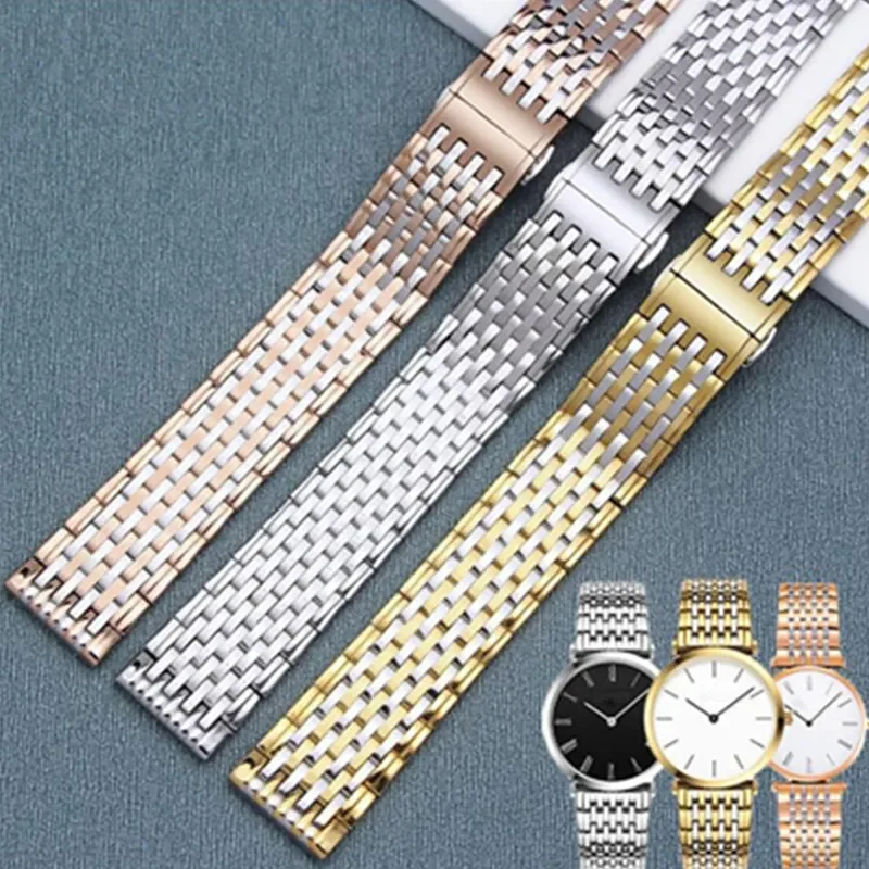 

Stainless steel strap watch accessories for Longines women's double button butterfly buckle band diy replace