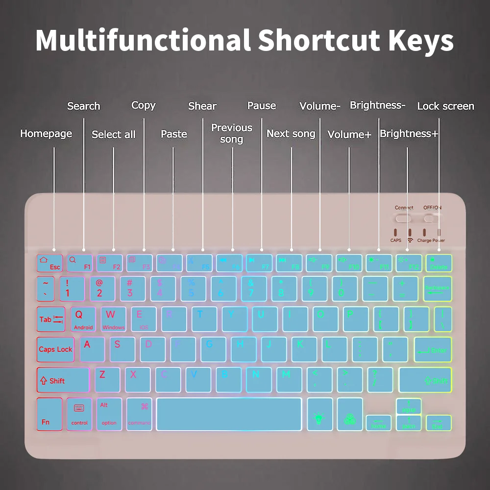 Wireless Keyboard Wireless Backlit Keyboard For iOS Android Windows Systems Rechargeable Backlight 10 Inch For Mac iPad MatePad Laptop For wireless keyboard,tablet keyboard,ipad keyboard