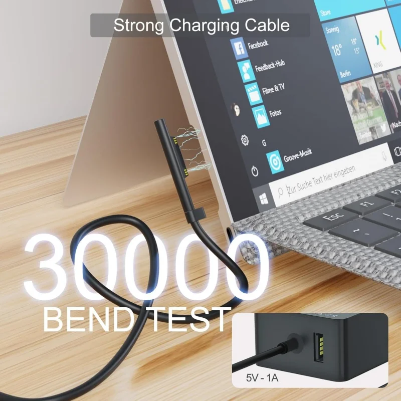 Alimentatore 65W Per Microsoft Surface - Compatibile Con Pro, Laptop, Go, Book E Studio, Con Porta USB - Foto 2