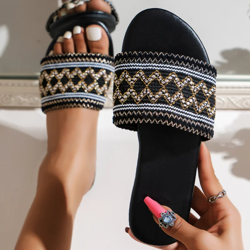 

Женские шлепанцы на низком каблуке, повседневные шлепанцы на платформе с открытым носком, без застежки, большие размеры, лето 2023