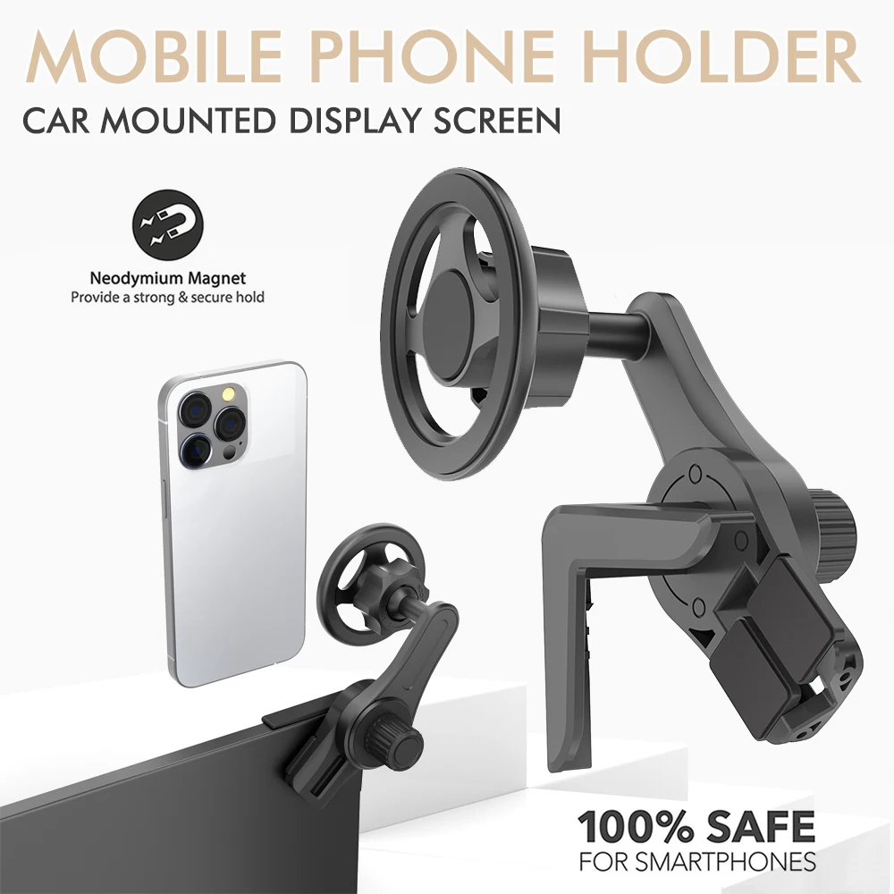 Support de téléphone portable magnétique monté sur voiture, écran d'affichage, support pliable, adapté pour véhicule électrique, résistant à 360 degrés, rotation libre