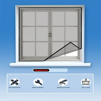 Black mosquito net mesh, non perforated self-adhesive window screen, suitable for home window screen mesh, door curtain mesh 1