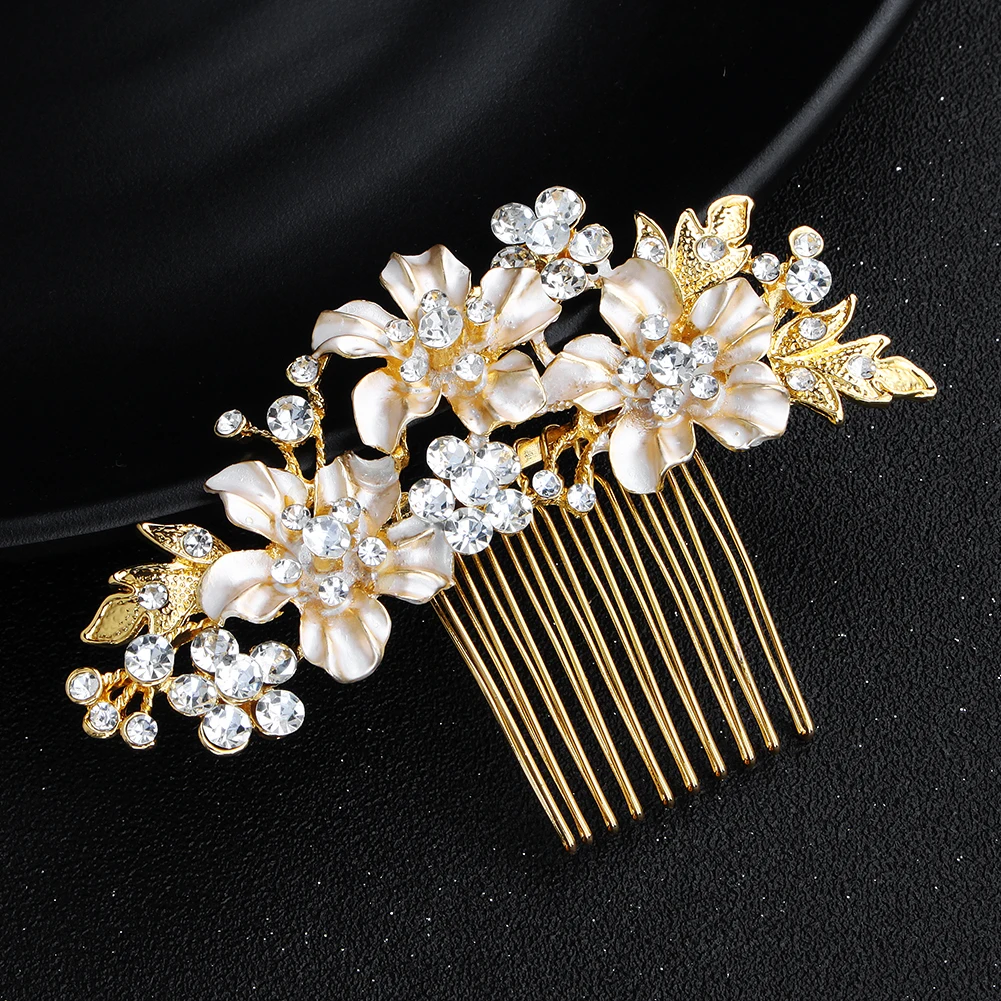Gold/Silver color metal hair combs Handmade Wedding Hair Combs for Brides Flower shape Hair Clips pins Wedding Accessories