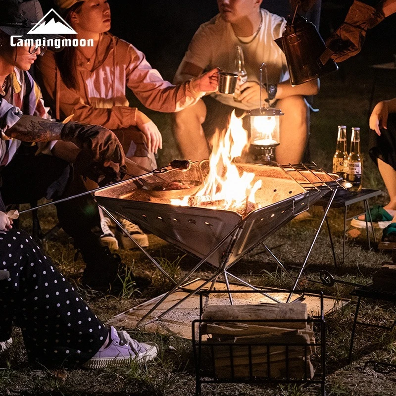 CAMPINGMOON MK-4 2단 이중 가닥 바베큐 포크 4종 세트 야외 화덕 바베큐 단열재