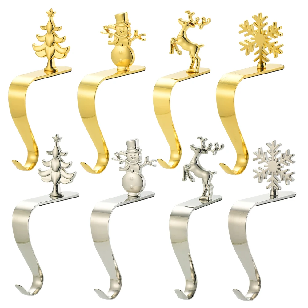 

1pcs Christmas Stocking Hooks Snowflake Mantel Clip Holders Xams Decoration Home Ornament Gift Fireplace Sock Hanging Pendant