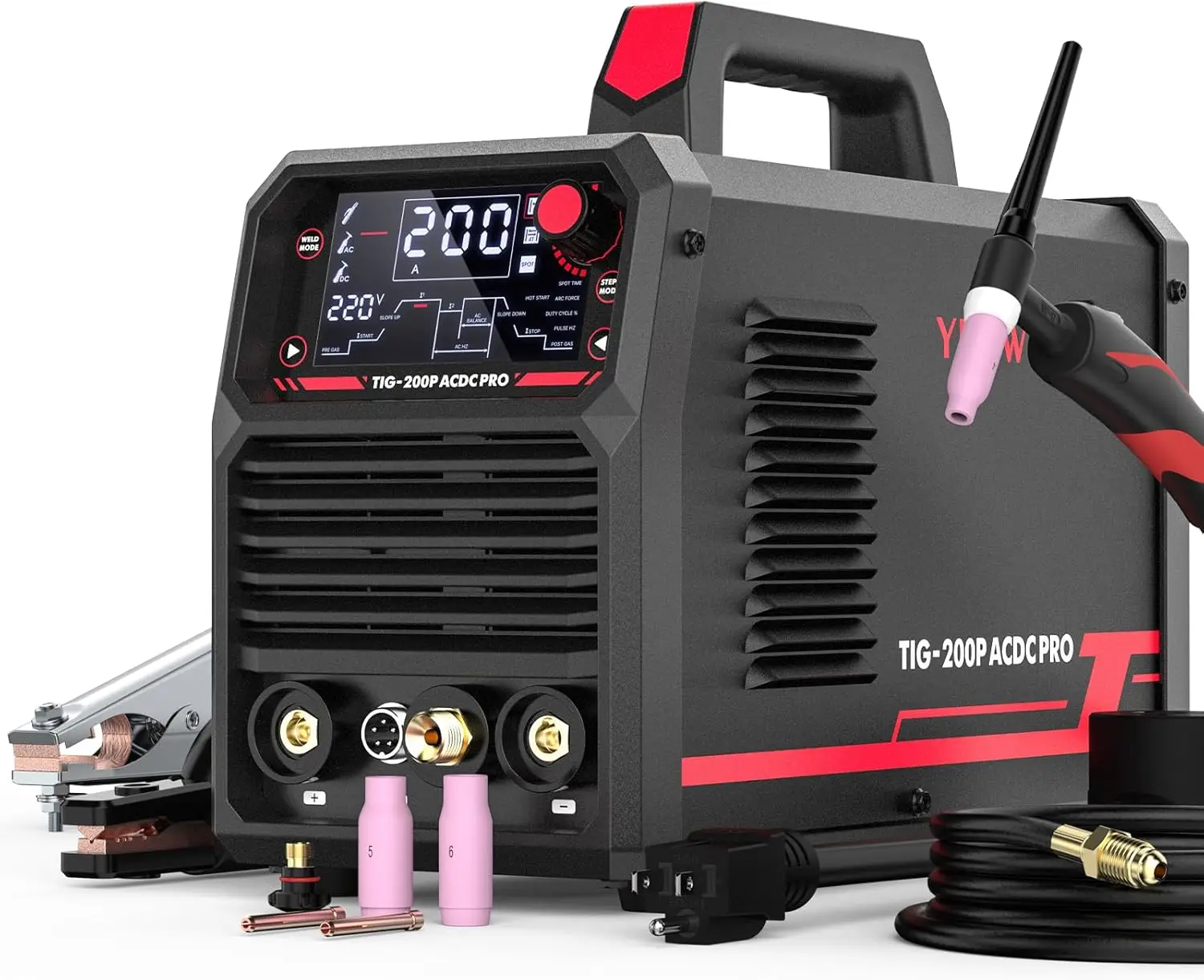 200A AC DC Aluminum Tig Welder with Pulse Large LED Display Digital Inverter STICK TIG 110 220V Dual Voltage TIG Welding