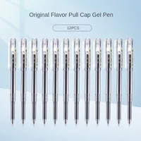 M&G 0.5mm 12pcs/box Black Gel Pen Draw Cap Full Barrel Transparent Barrel Signature Pen Flavor Series Gel Pen 1