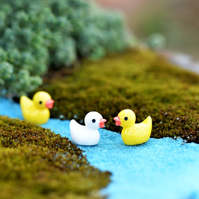 10 Db Tündérkert Sárga Fehér Kacsa Készletek Figura Dekoráció Babaház Miniatűrök Barkácsolás Táj Kézművesség Moha Terrárium Szoba - Image 4