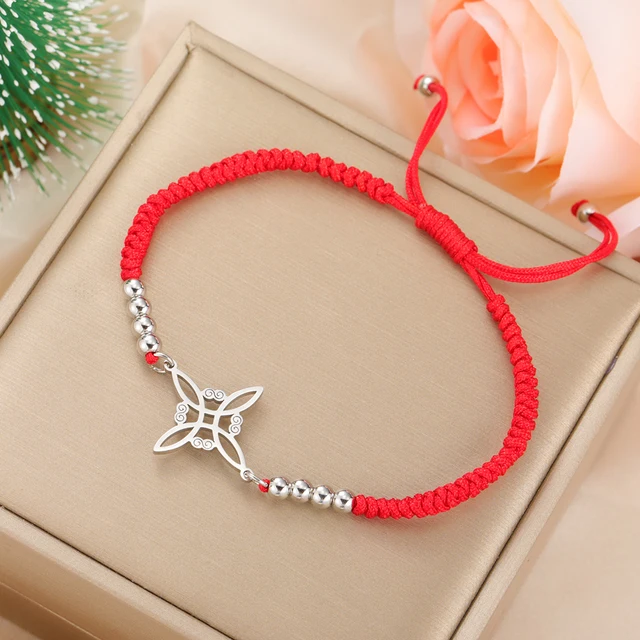 Dawapara – Bracelet à breloques avec nœud de sorcière pour femmes, amulette de Protection des nœuds celtiques, chaîne de perles en acier inoxydable, bijoux Wiccan de sorcellerie