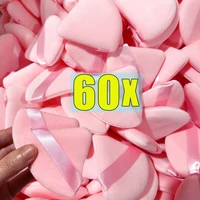 1-60pcs Triangle Velvet Powder Puff Soft Washable Sponge Black Pink Cosmetic Puffs Loose Powder Facial Beauty Makeup Accessories 1