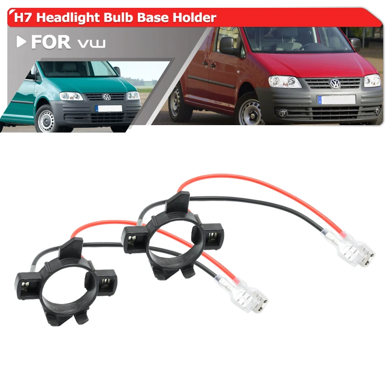 2x H7 Led Headlight Bulbs Base Adapters Holders Retainers Socket For VW Caddy MK3 2K 2003 2010