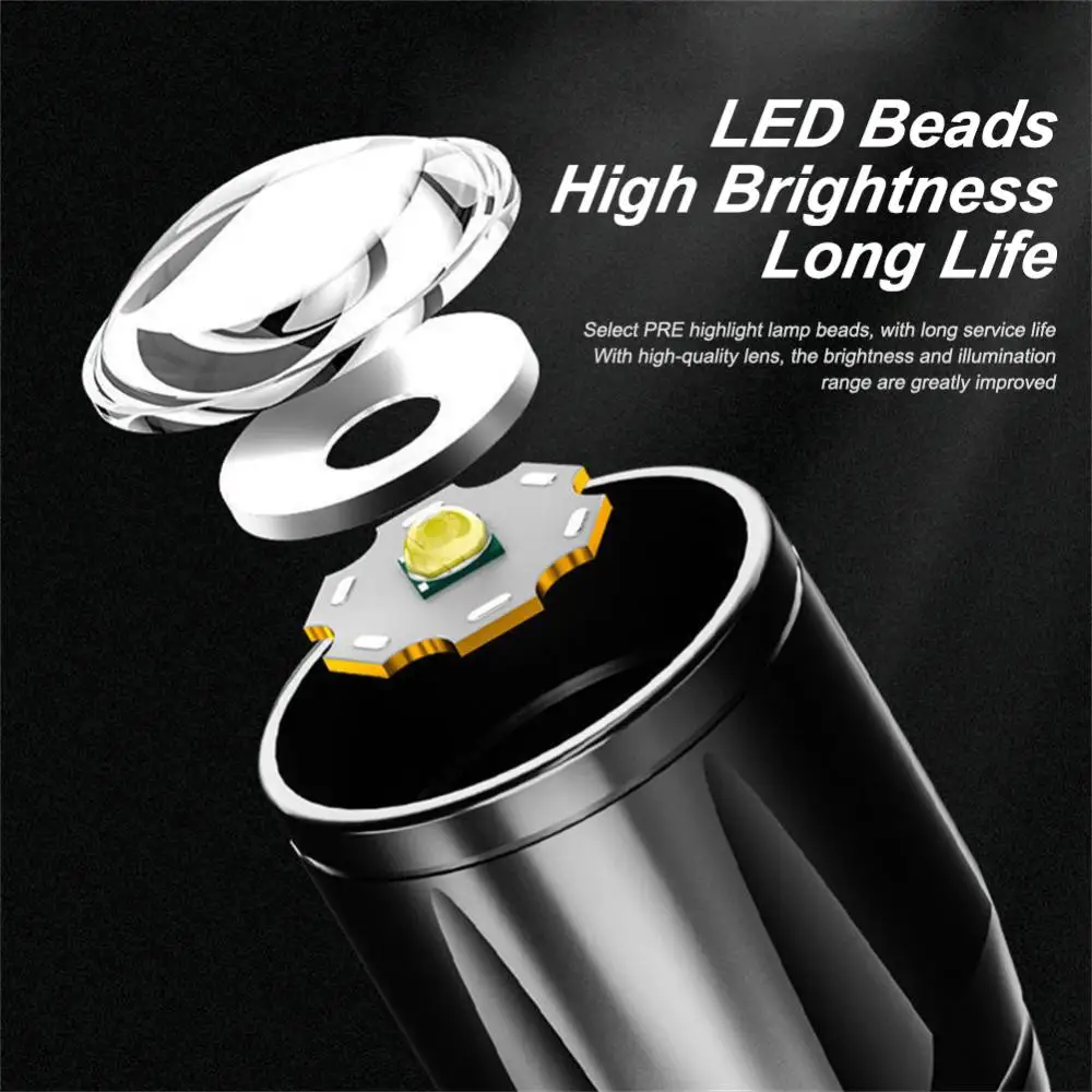 핫 미니 LED 손전등 줌 포커스 USB 충전 LED 라이트, 새로운 방수 조절식 펜라이트 2023 램프 랜턴, 1 7 개