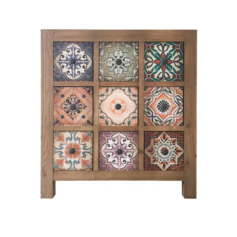 

Retro Distressed Antique Reproduction Furniture European Mediterranean Pastoral American-Style Village Style Solid Wood 9 Bucke
