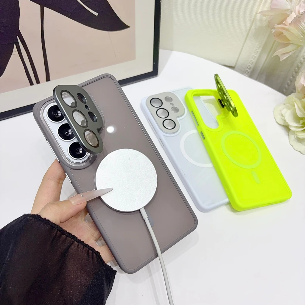 Sleek Glossy Magnetic Phone Cover with Lens Protector