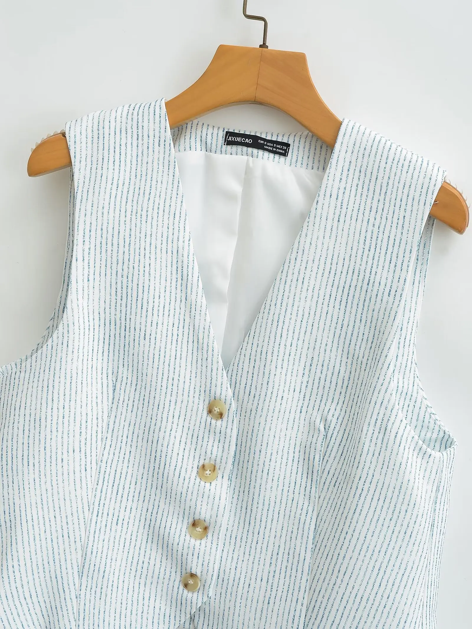 HH Women Elegant Striped Vest Single Breasted V Neck Sleeveless Waistcoat Top Summer Summer Casual Office Lady Chic Top Vest