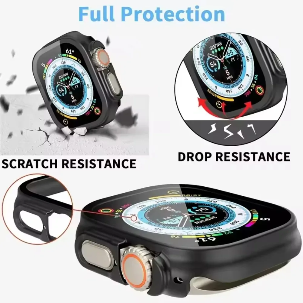 Premium HD Tempered Glass and Protective Bumper Case for Apple Watch Ultra 49mm