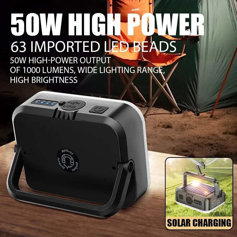 Multifunctional Camping Lamp Portable Hanging Tent Light 4000MAH Rechargeable Power Bank Work Lantern Outdoor Camping BBQ Party Camping Lamp