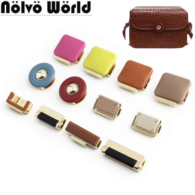

40X11/32x30/30MM Round/Square/Rectangle Colorful Metal Press Bags Locks For Handbag Purse Turn Lock Connect Buckles Accessories