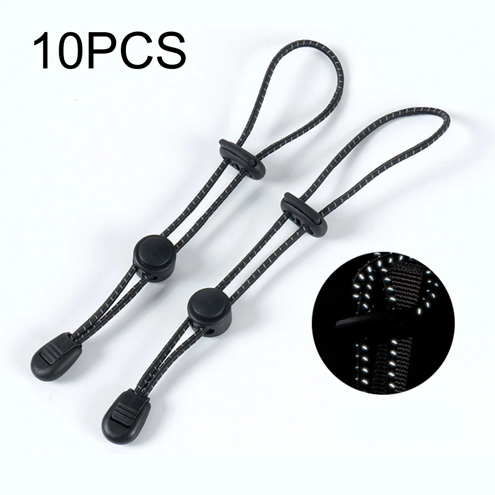 

10PCS Backpack Trekking Pole Fixing Buckle Reflective Elastic Rope Stick Holder Walking Pole Fixing Buckle Elastic Rope Climbing