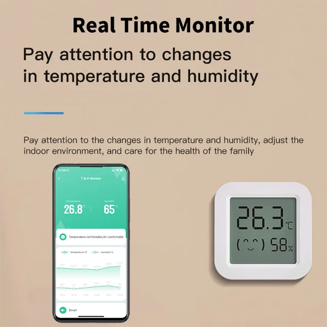 Tuya ZigBee Temperature Humidity Sensor For Smart Home With LCD Screen Works With Alexa Google Home APP Smart Life Tuya Smart 3