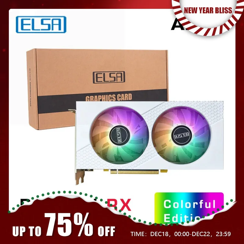 ELSA AMD RX 580 8GB GDDR5 256 bits GPU blanco RGB escritorio ordenador tarjeta gráfica gaming