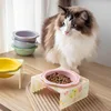 Cartoon Pet Bowl Cat Bowl Acrylic Stand Floral Ceramic Cat Bowl Neck Protection Cat Bowl Dog Food Bowl Cat Feeder  Pet Supplies 4