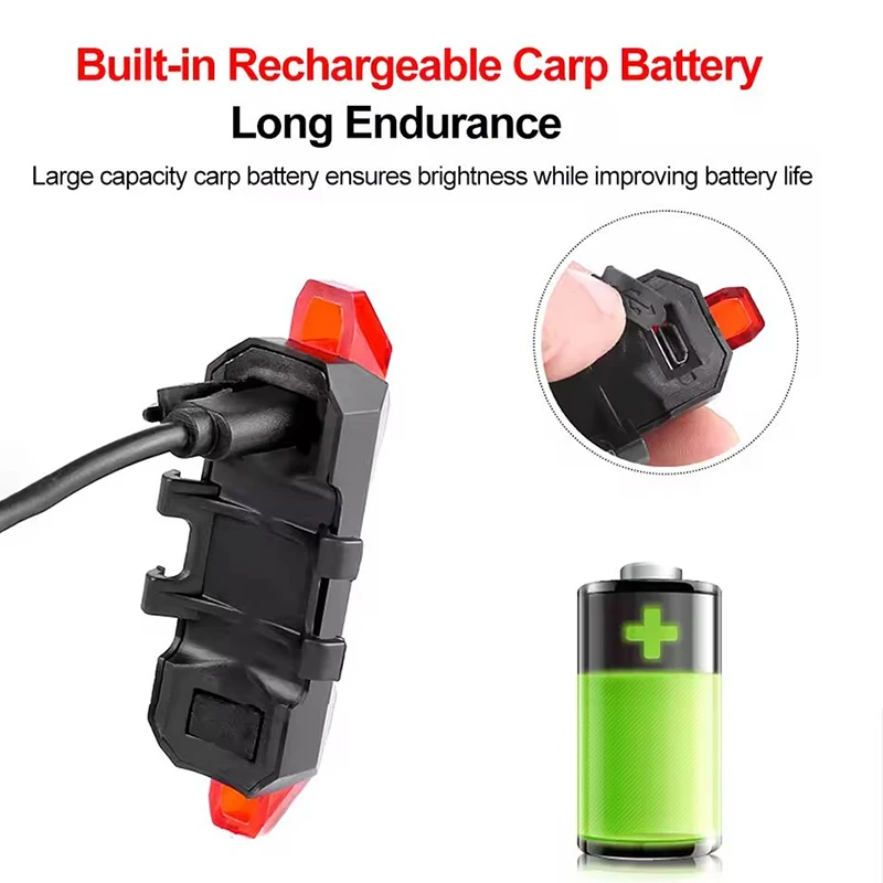 Bicycle Tail Light LED Bike Rear Lamp USB Rechargeable Mountain Road Bike Tailli