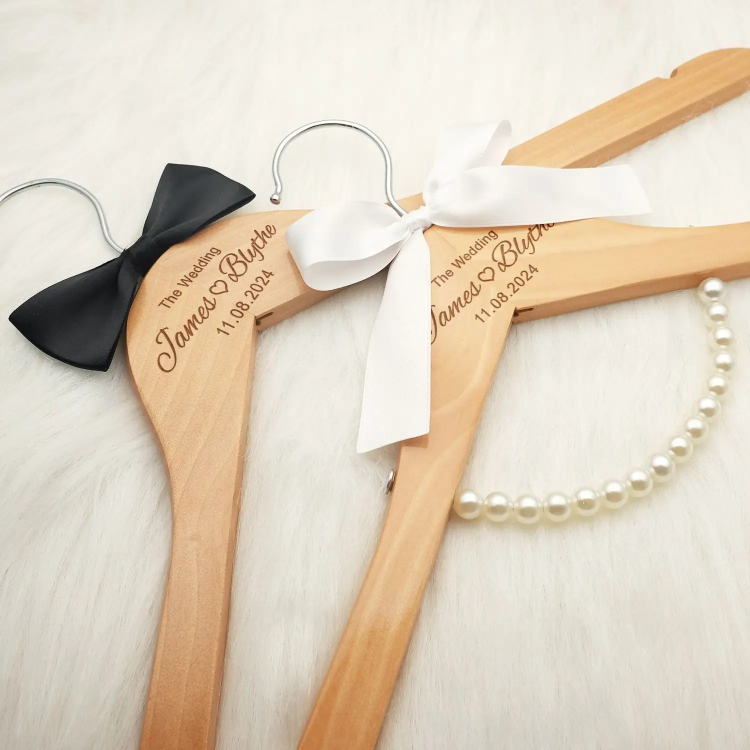 Wedding Hanger Personalized Engraved Names and Date Bridal Shower Gift