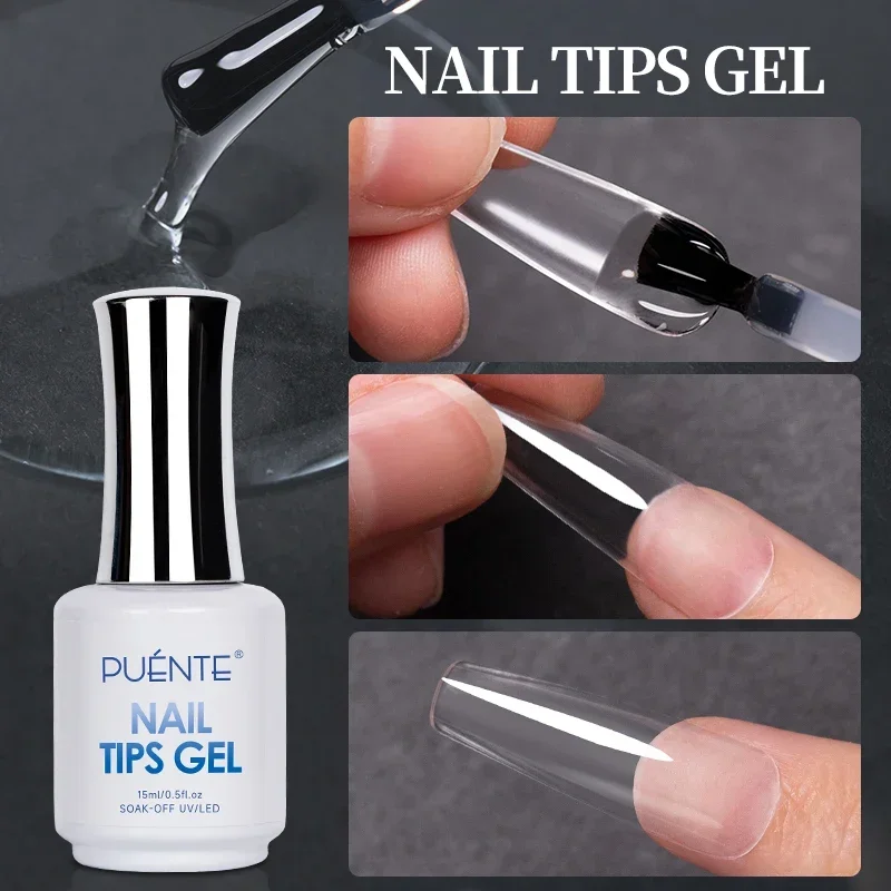 120 stick tips nail art display stand rack practice training false nails uv gel polish showing shelf 15ML Nail Tips Glue Gel For False Tips Extend Nails 3 IN 1 Transparent Function UV Nail Gel Base Coat Diamond Stick Glue Varnish