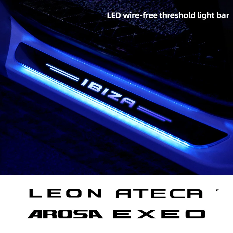 

Custom Wireless LED Car Pedal Light Threshold Channel Wear Lights For SEAT Ibiza Leon Arona Ateca Arosa Exeo Tarraco auto parts