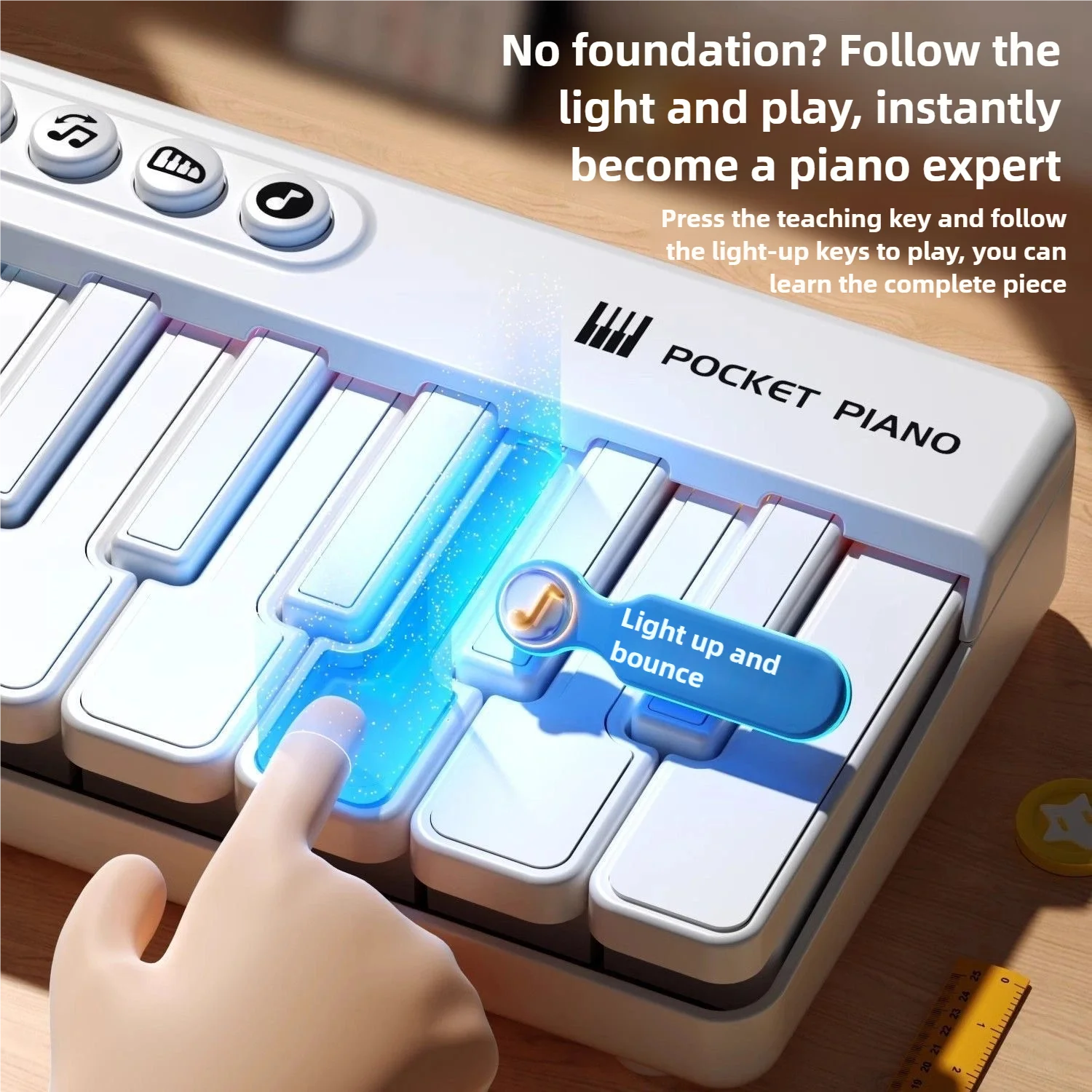 Kids Cartoon Piano Keyboard Game with Animal Sounds Flashing Light