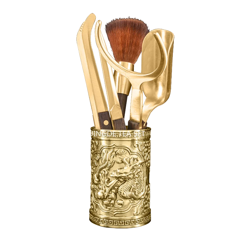 Copper+ebony/tea Knife/pen Holder/tea Clip/tea Ceremony Six Gentlemen/Kung Fu Tea Set Accessories Mini Tongs Wooden Tongs