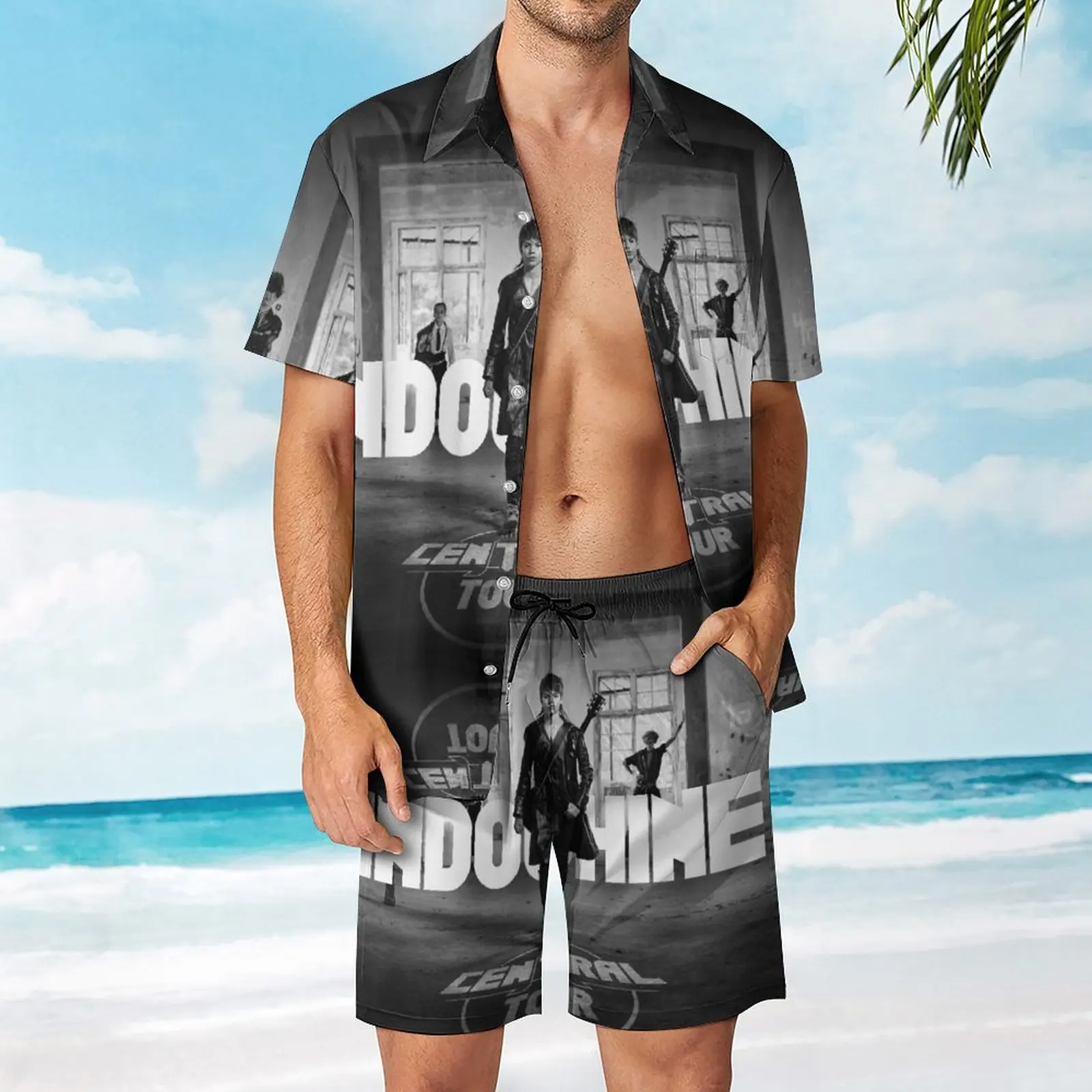 

Indochine Central Tour En Tournée Rire Et Chansonses Men's Beach Suit Casual Graphic 2 Pieces Suit Vintage Swimming USA Size