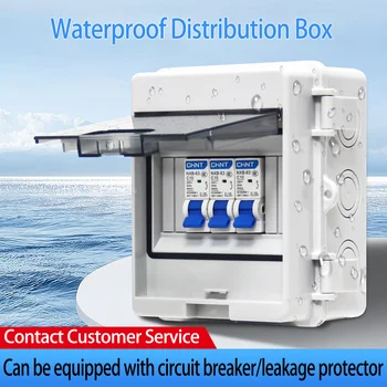 กล่องสวิตช์จ่ายไฟแบบติดตั้งบนพื้นผิวสำหรับภายในและภายนอกอาคาร ระดับการป้องกันน้ำ IP66 พร้อมระบบป้องกันไฟรั่วและเบรกเกอร์วงจร 1