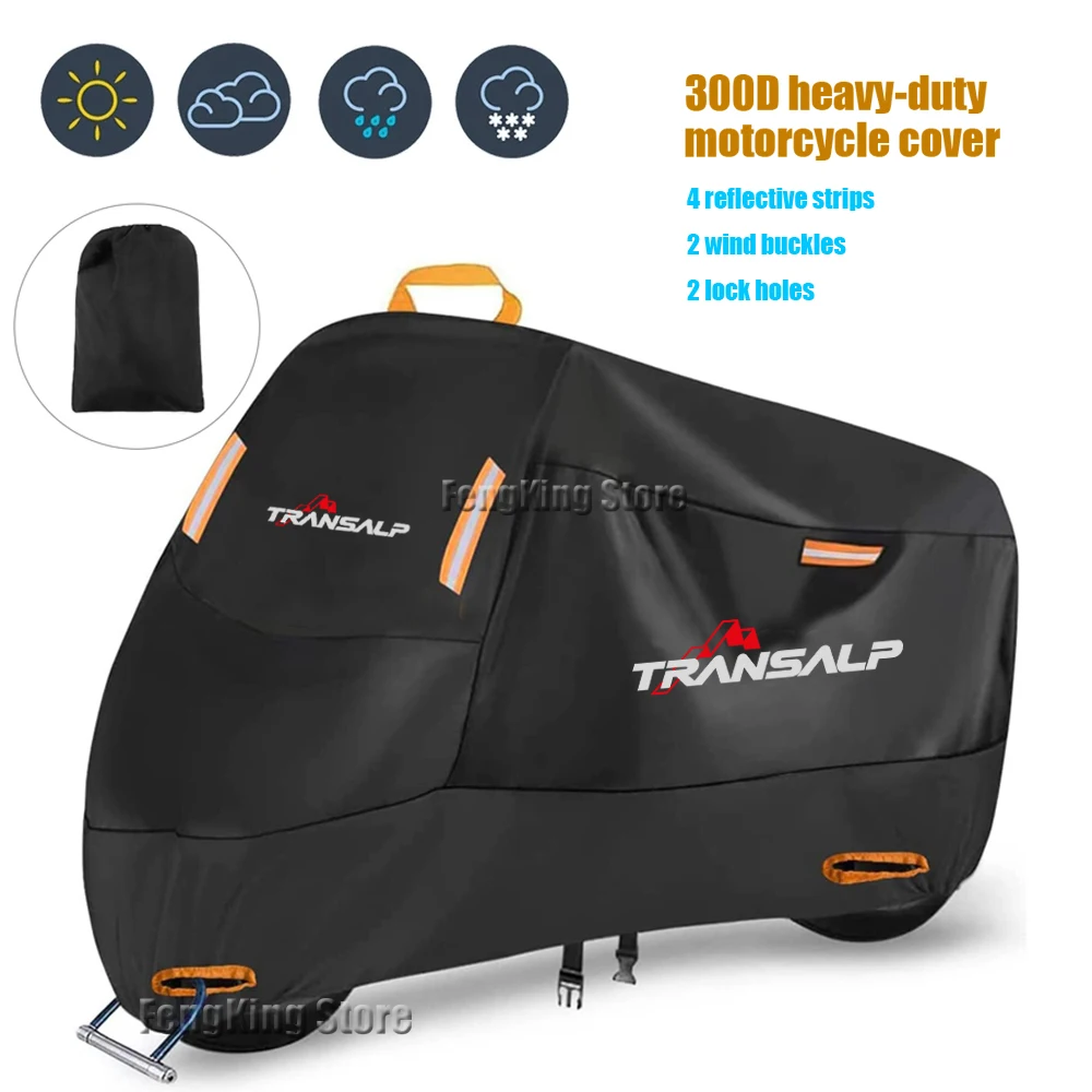 For Honda TRANSALP XL 600 650 700 V XL700V XL650V Motorcycle Cover Waterproof Outdoor Rain Dustproof UV Protector Covers logo transalp cnc aluminum motorcycle side stand pad enlargement plate kickstand extension for honda xlv 600 650 700 transalp