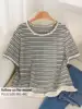 Plus Size Women's T-Shirt with Border Print, Casual Fitted Top for Summer, Comfortable and Stylish Ladies Apparel