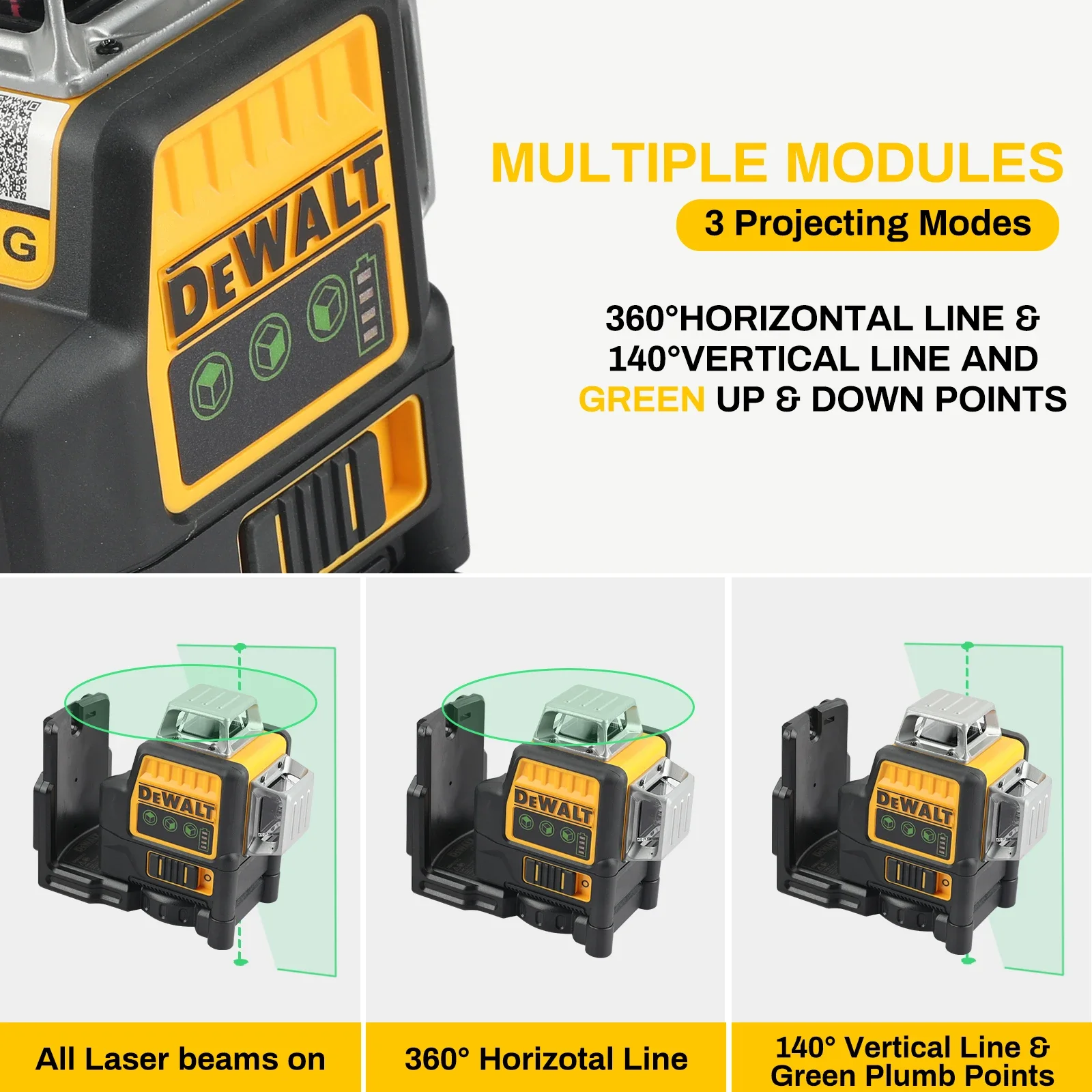 Laser Level Dewalt DW089LG 12V Lithium Battery 3 Sides*360 Degree Vertical Horizontal Green Light Level Meter Outdoor Construction Tools