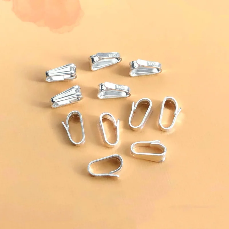 925 Sterling Silver Pendant Charm Necklace Component, Pendant Bail for Jewelry Handmde DIY Accessories Silver Jewelry Findings