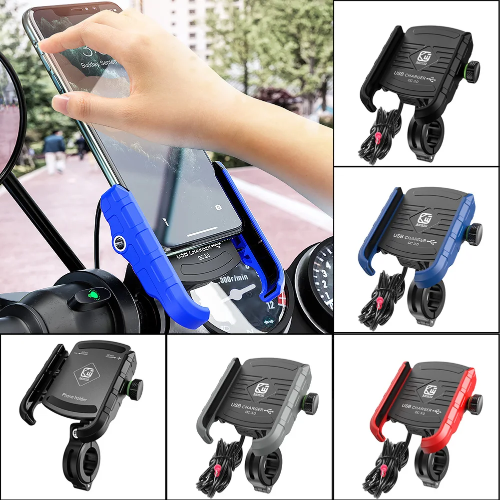 

Motorcycle Fast Chargers Phone Stand Self-Locking Shockproof Phone Holder For Cycling Riding