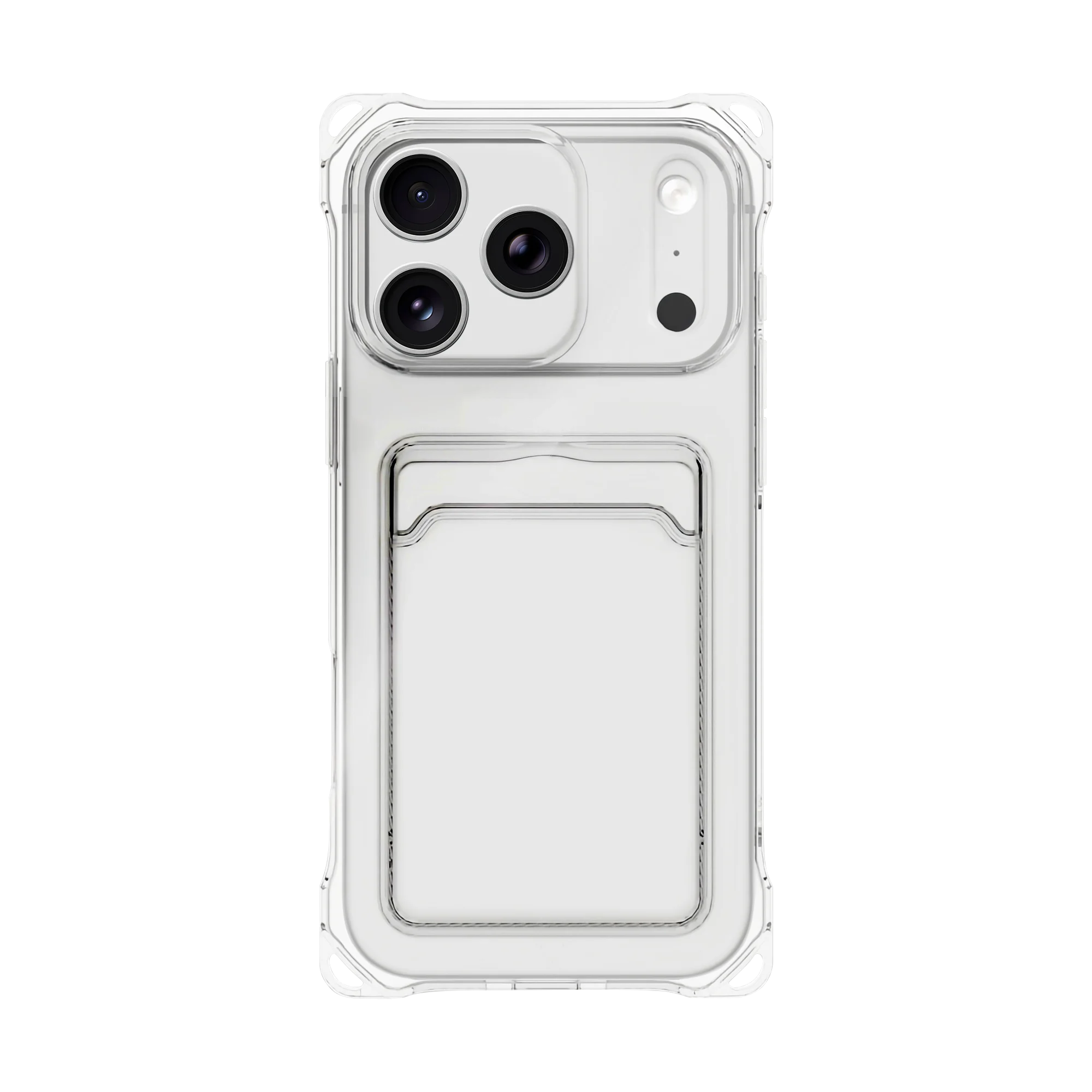 Enhanced Shockproof Silicone Clear Case Cover with Detachable Lanyard and Card Slot